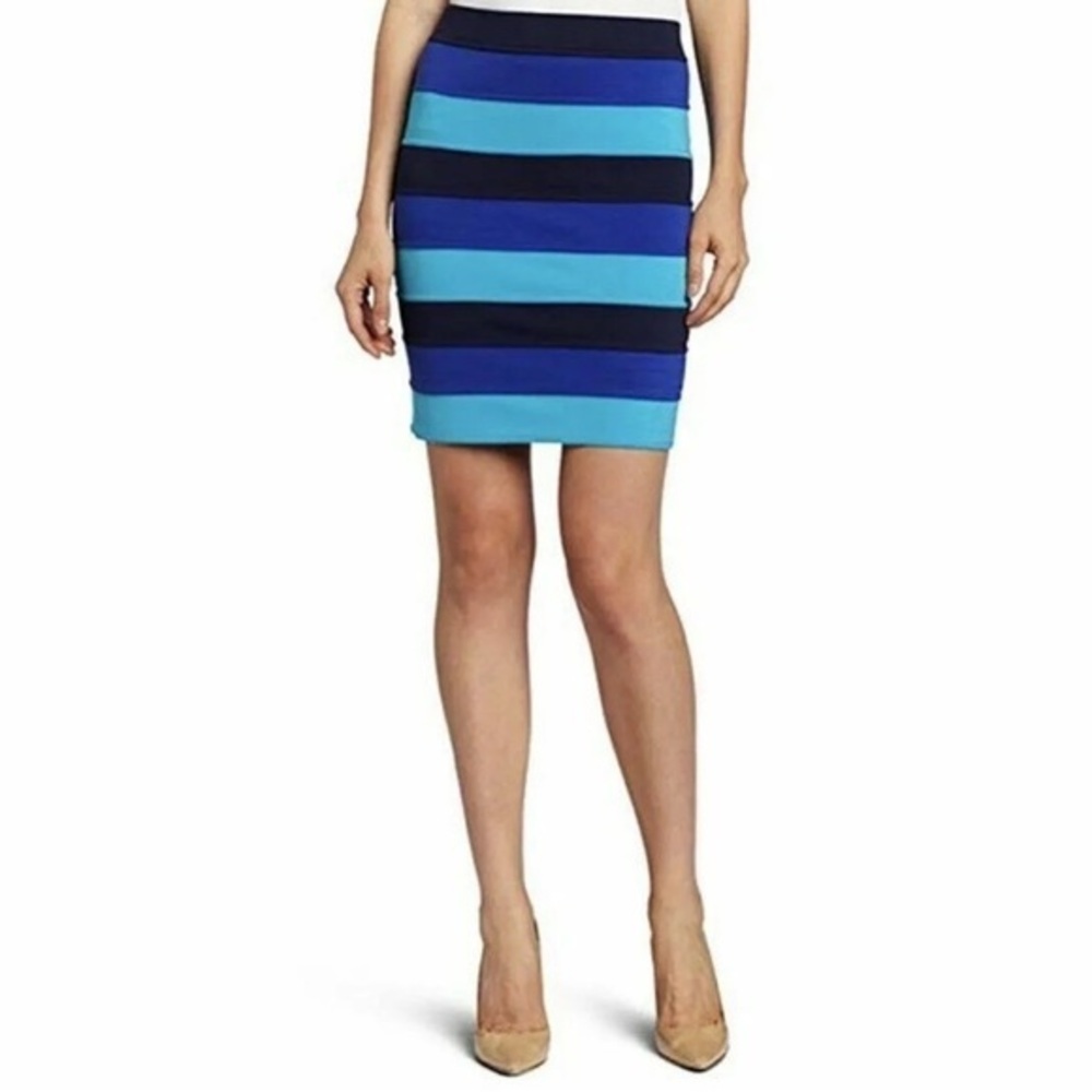Lilly Pulitzer Cheyenne Skirt S Blue Striped Pencil Mini Women's Stretch NWOT